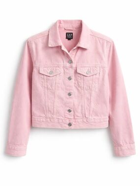 GAP Pink Denim Jacket Cropped Acid Wash Trucker Jean Jacket